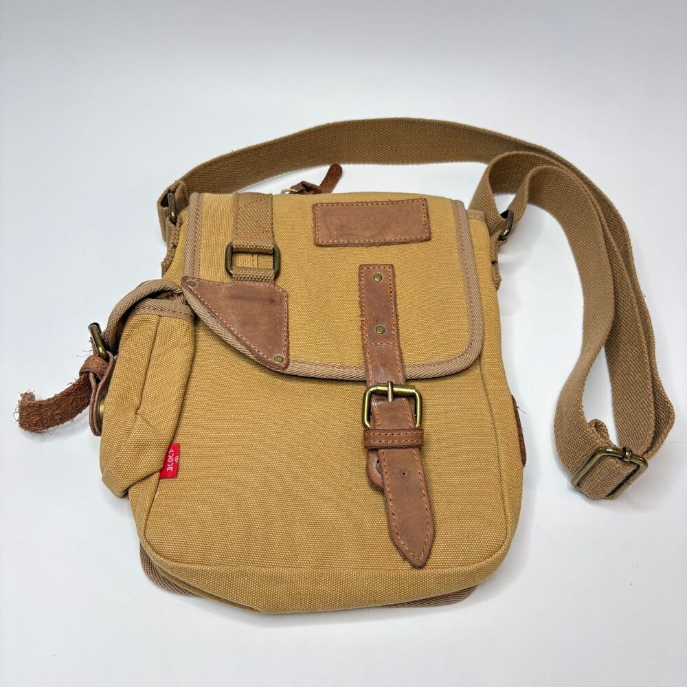AUGUR  Military Style  Khaki Canvas Small Messenger Bag Adjustible Strap